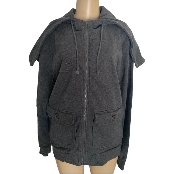 RED SQUAD Gray Sweatshirt Jacket Hoodie Zip Hood Pocketed Athleisure - Picture 2 of 10